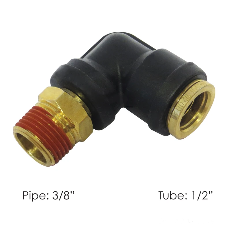 DOT Composite Push-Lock Air Brake Fitting 90° Swivel Male 1/2in Tube x 3/8in NPT Automann - 177.12C698C