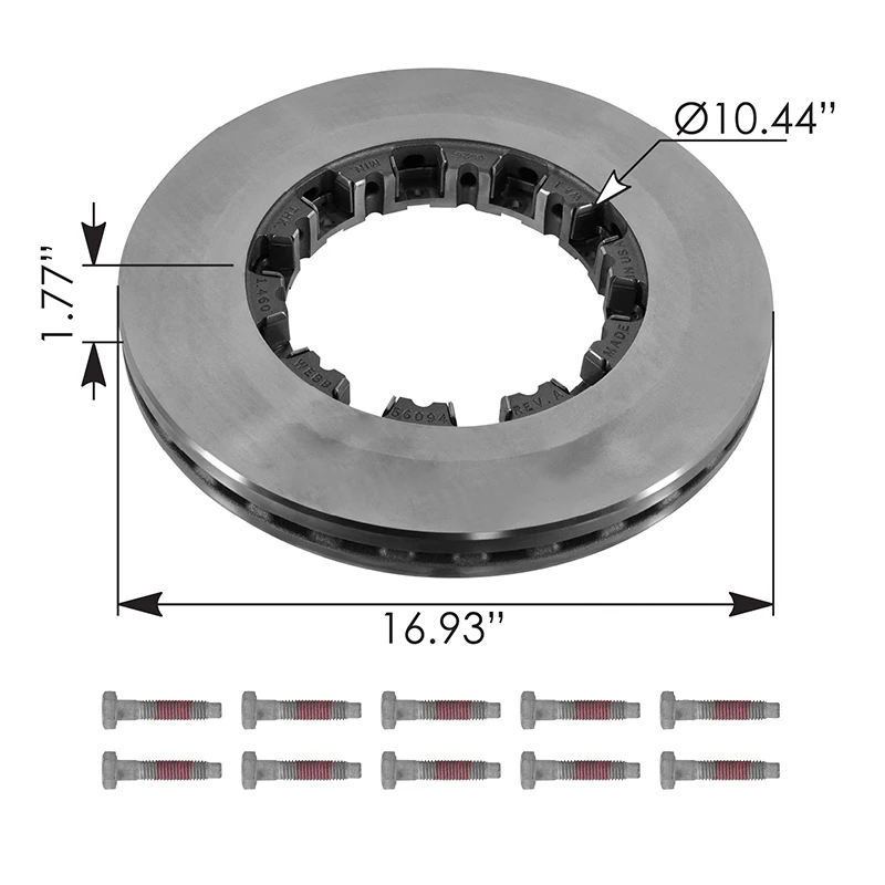 Bendix ADB22X Air Disc Rotor 16.93in x 1.7in Webb - WEB56094PK