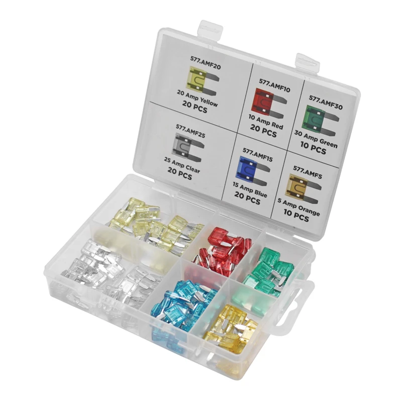 Universal Mini Blade Fuse Assortment Kit 100pc Automann - 577.AMF100-KT