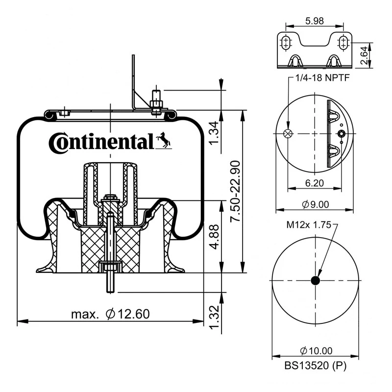 Hendrickson / Volvo Rolling-Lobe Air Spring Continental - 566.CT68612