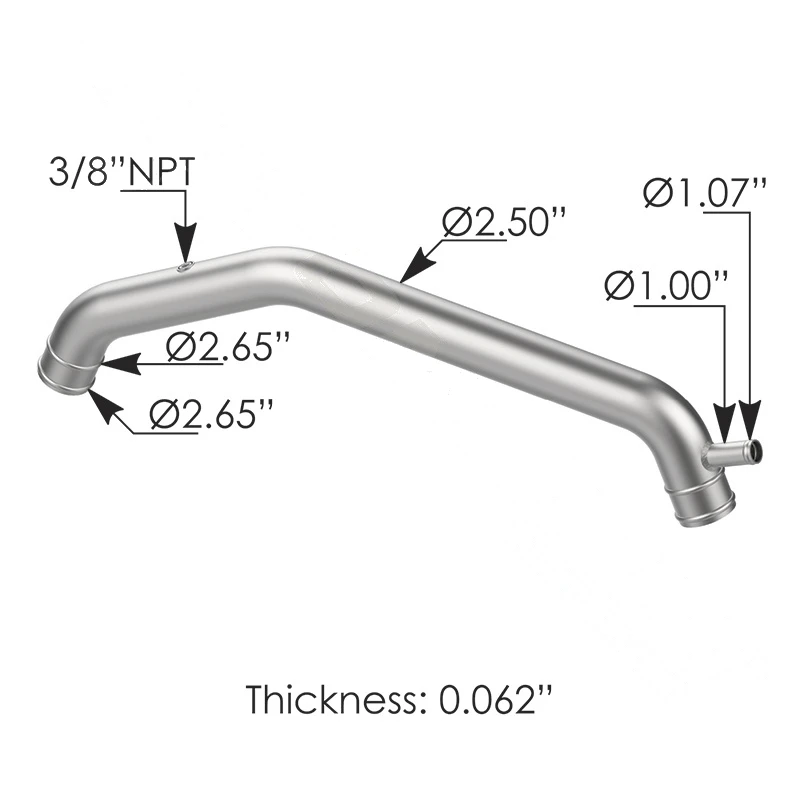 Kenworth T680 Cummins ISX Lower Radiator Pipe 304 Stainless Steel Automann - 561.59574SS