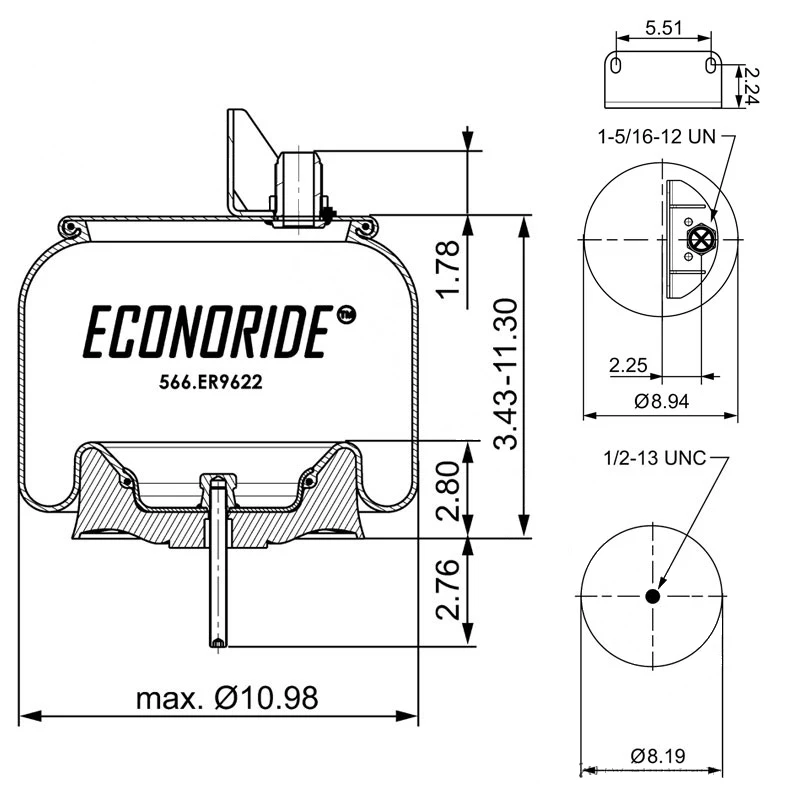 Kenworth Rolling-Lobe Suspension Air Spring Econoride - 566.ER9622