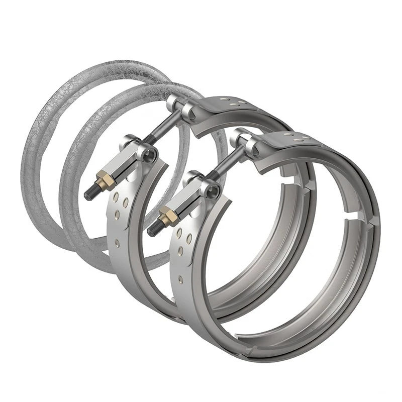 Cummins / International / Kenworth / Mack / Peterbilt / Volvo 4.75in V-Band Clamp and Gasket Kit (2 Sets) Automann - 561.29475K2