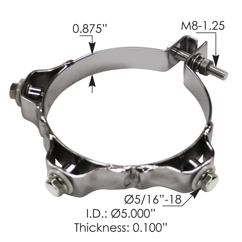 Kenworth T660 / Peterbilt 379 / Volvo VNL Heat Shield Mounting Bracket Kit 5in (Chrome) Automann - 562.U2251C