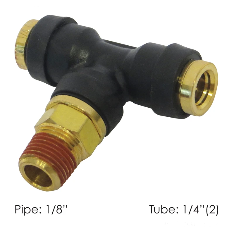 DOT Composite Push-Lock Air Brake Fitting Swivel Male Branch 1/4in Tube x 1/8in NPT Automann - 177.12C724A