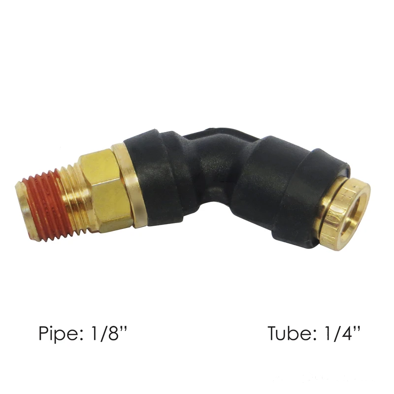 DOT Composite Push-Lock Air Brake Fitting 45° Swivel Male 1/4in Tube x 1/8in NPT Automann - 177.12C744A