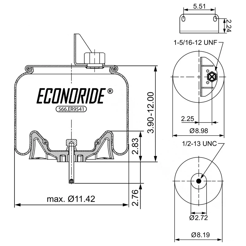 Kenworth Suspension Rolling-Lobe Air Spring C81-1005 / 68357 Econoride - 566.ER9541