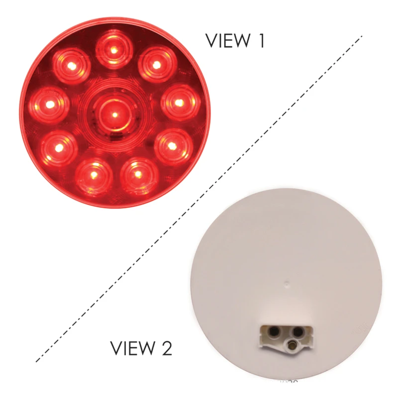 Universal Round LED Stop/Turn/Tail Light 4in Red (12V, Grommet Mount) Automann - 571.LD40R10