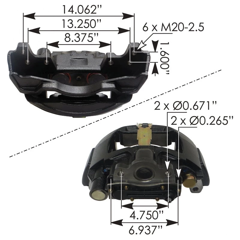 Kenworth/Peterbilt Trailer Air Disc Brake Caliper with Carrier ADB22X Type B LH Automann - 158.802985