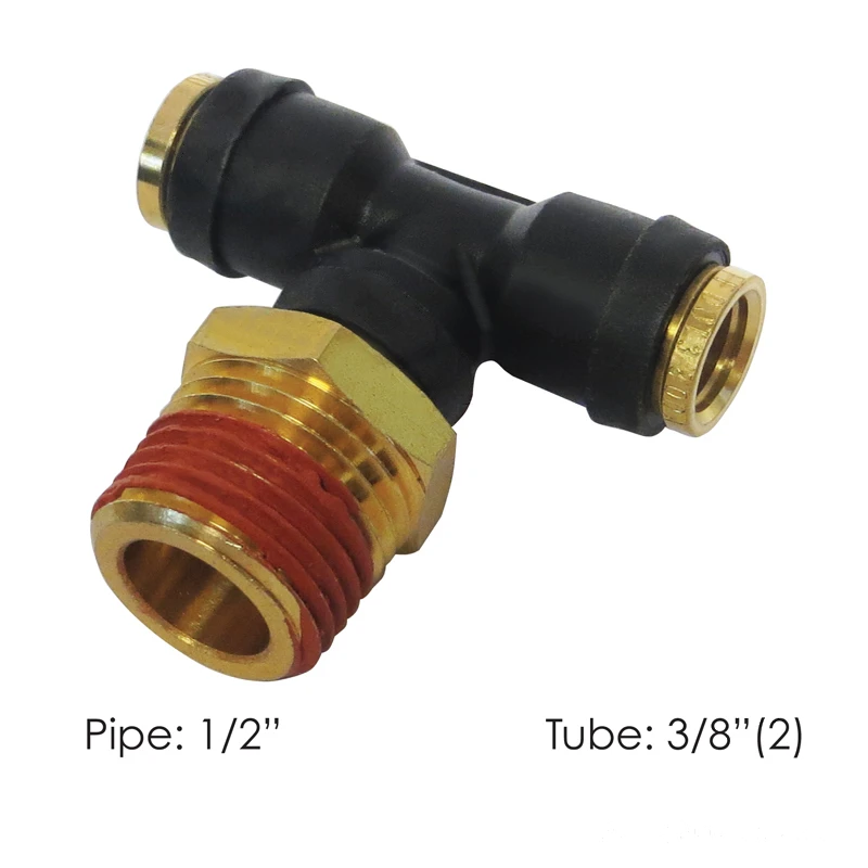 DOT Composite Push-Lock Air Brake Fitting Swivel Male Branch 3/8in Tube x 1/2in NPT Automann - 177.12C726D