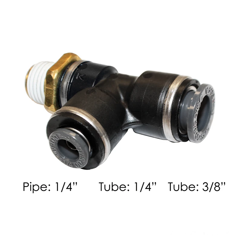 Universal DOT 3/8in and 1/4in Tube x 1/4in NPT Branch Fitting Automann - 177.117164B