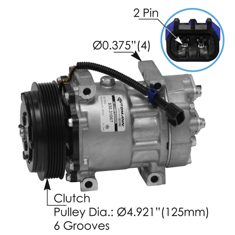 Mack/Volvo AC Compressor 7H15 12V Automann - 830.31067