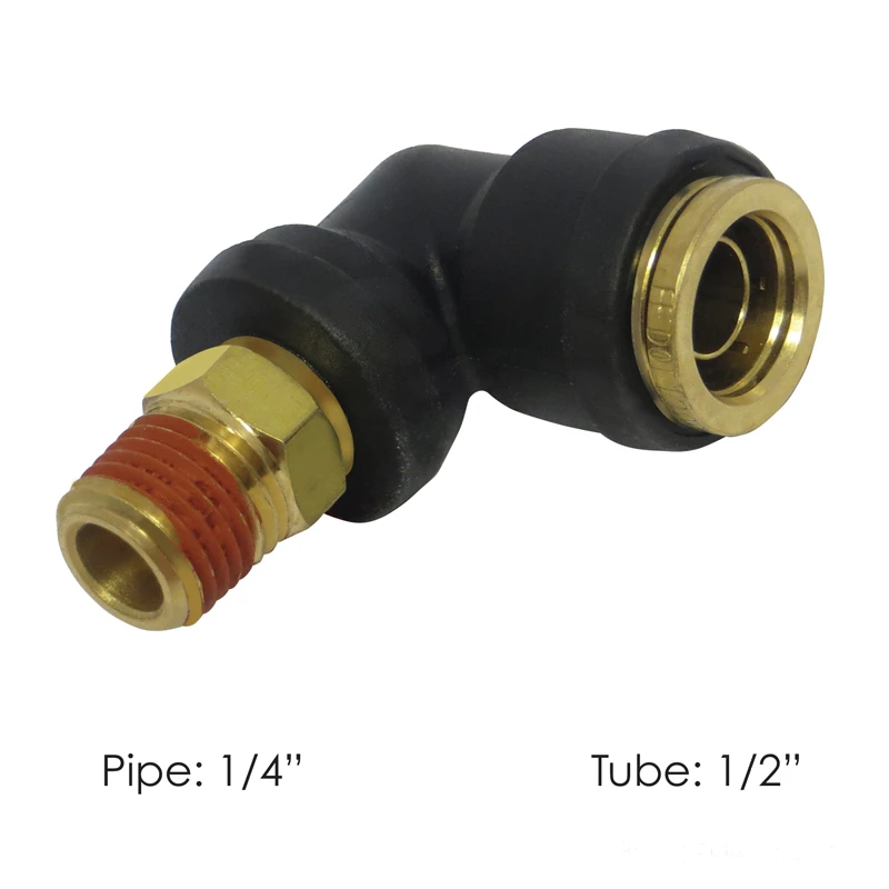 DOT Composite Push-Lock Air Brake Fitting 90° Swivel Male 1/2in Tube x 1/4in NPT Automann - 177.12C698B