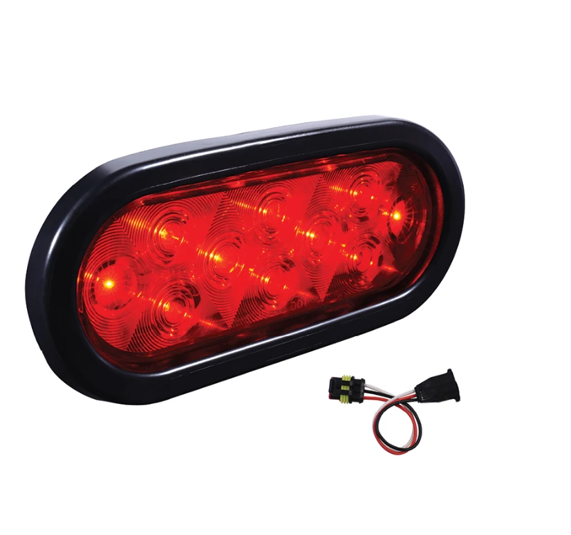 Volvo VNL 670 / Peterbilt 379 (1996-2003) Stop/Tail/Turn Light Kit LED 6in Oval Red Automann - 571.LD66R10-K
