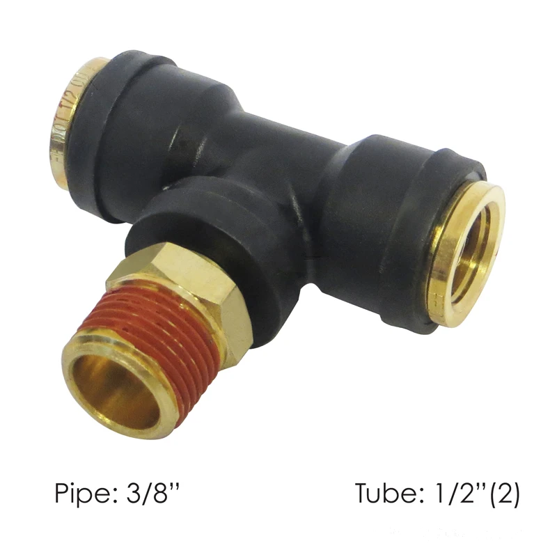 DOT Composite Push-Lock Air Brake Fitting Swivel Male Branch 1/2in Tube x 3/8in NPT Automann - 177.12C728C