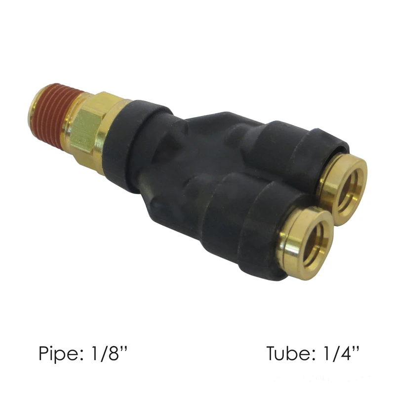 DOT Composite Push-Lock Air Brake Fitting Swivel Male Branch Y 1/4in Tube x 1/8in NPT Automann - 177.12C6142