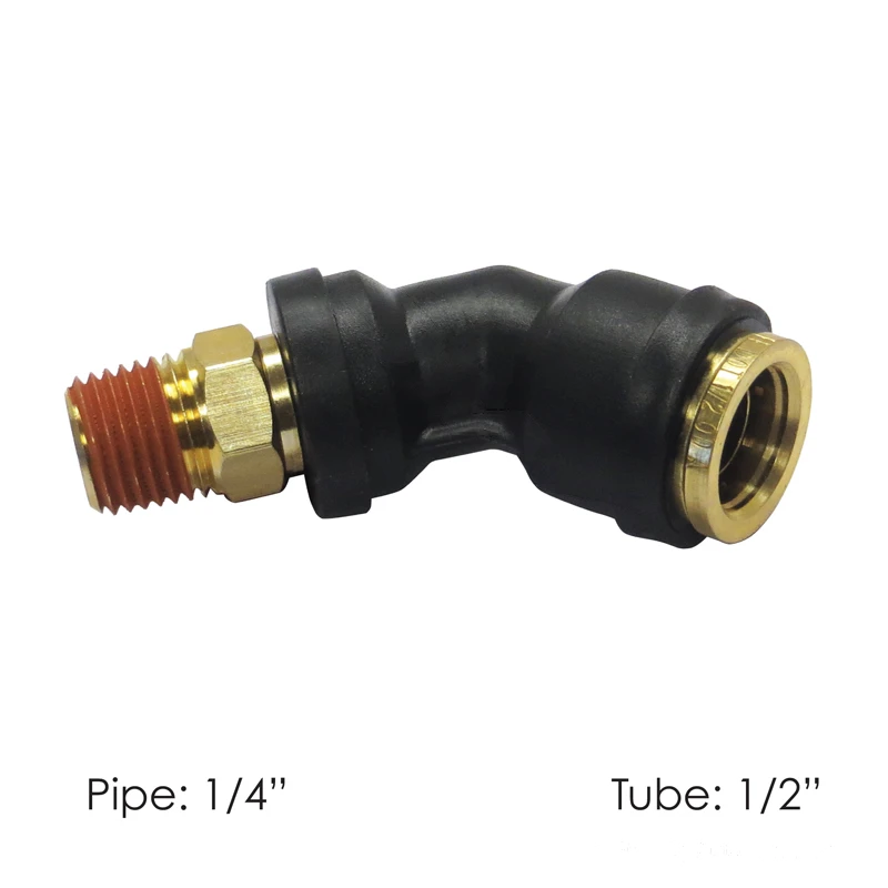 DOT Composite Push-Lock Air Brake Fitting 45° Swivel Male 1/2in Tube x 1/4in NPT Automann - 177.12C748B