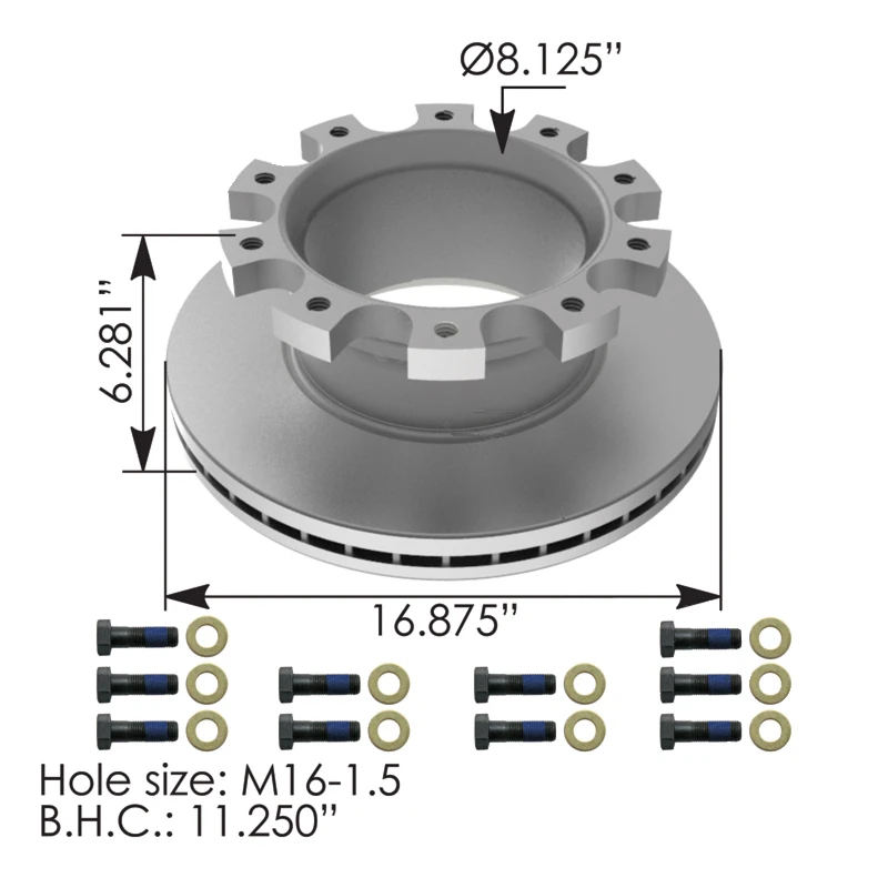 Freightliner Cascadia P3/P4 (2008-2025) Wabco 16.875in Air Disc Brake Rotor Automann - 153.10020109