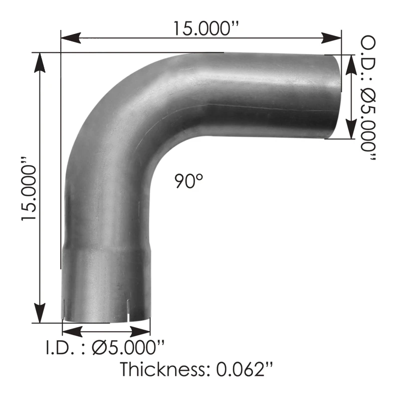 Universal Exhaust Elbow 5in 90 Degree ID-OD ALZ Automann - 562.U4590E15A