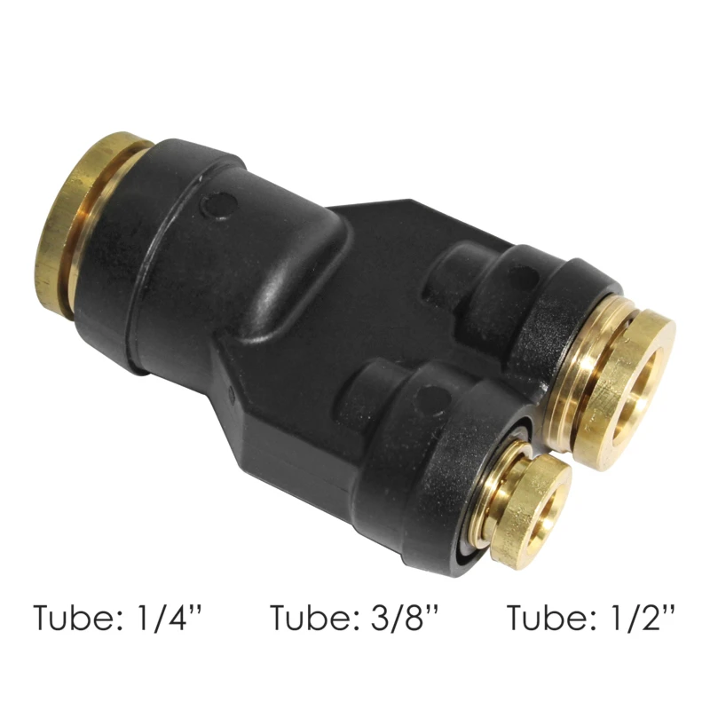 Universal 3-Way DOT Push-Lock Fitting 1/4in x 3/8in x 1/2in Tube Automann - 177.12C63468