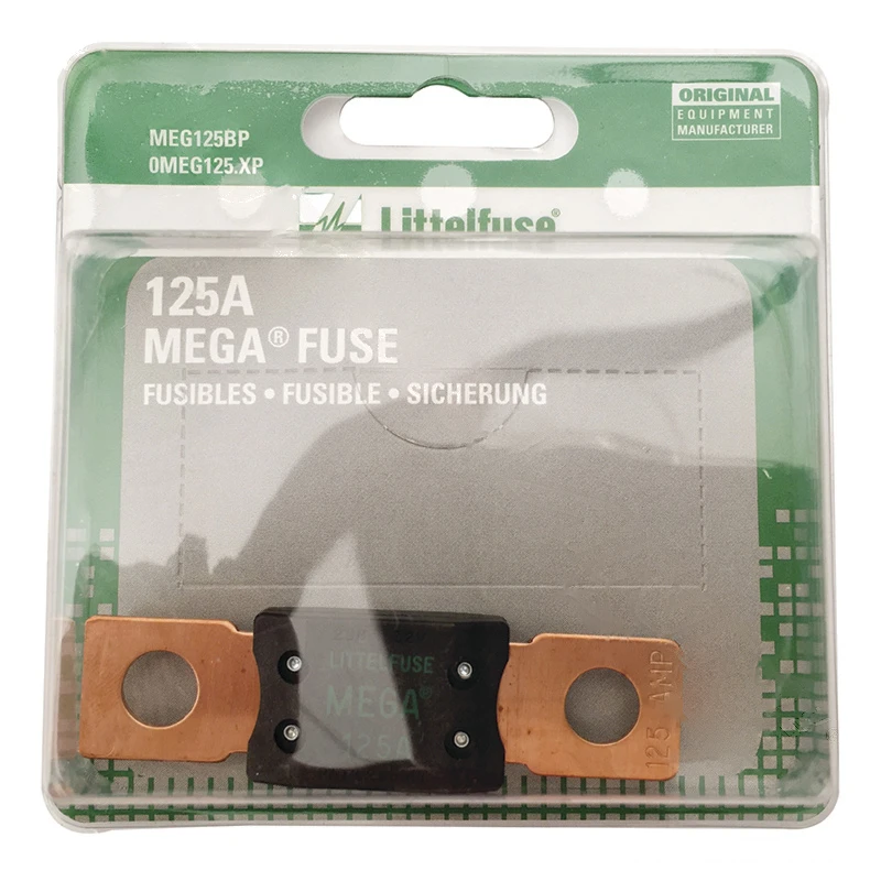 Universal 32V 125A MEGA Bolt-Down Fuse 1pc Card Littelfuse - 0MEG125.XP