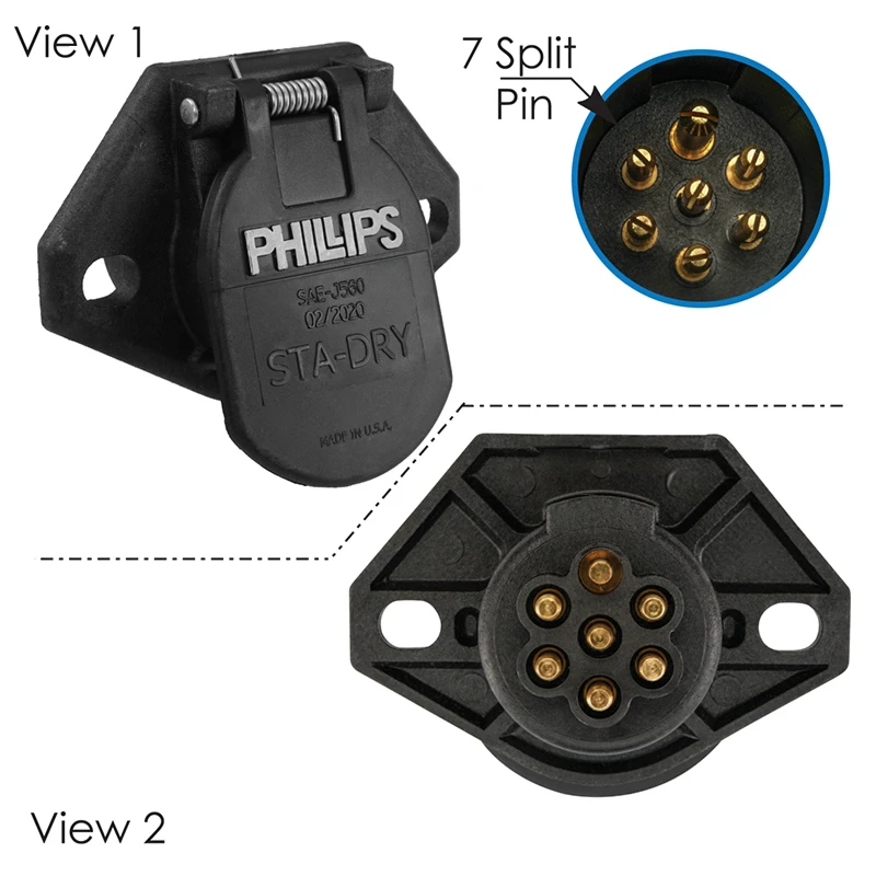 Universal SAE J560 7-Way STA-DRY Bullet-Terminal Socket Phillips - PHI16-724-1