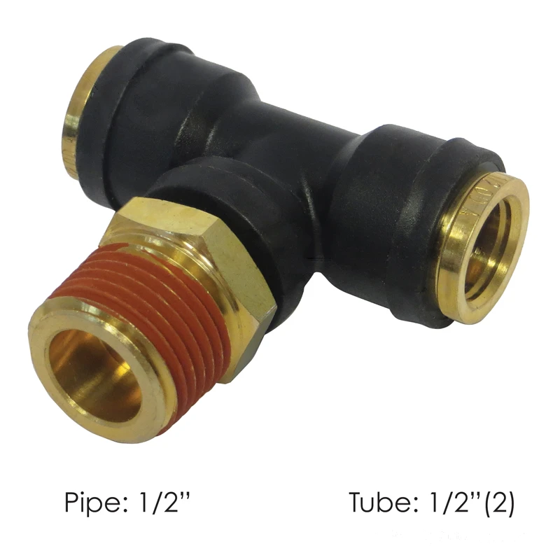 DOT Composite Push-Lock Air Brake Fitting Swivel Male Branch 1/2in Tube x 1/2in NPT Automann - 177.12C728D