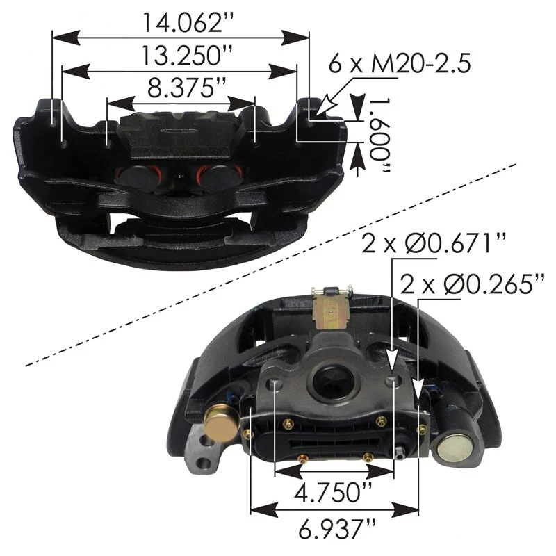 Kenworth/Peterbilt Trailer Air Disc Brake Caliper with Carrier ADB22X Type a RH Automann - 158.802984