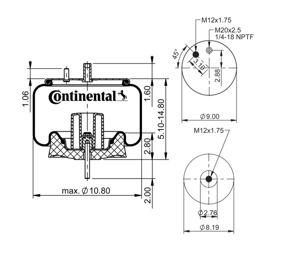 Air Spring Continental Rolling Lobe Volvo/Mack - 566.CT68608