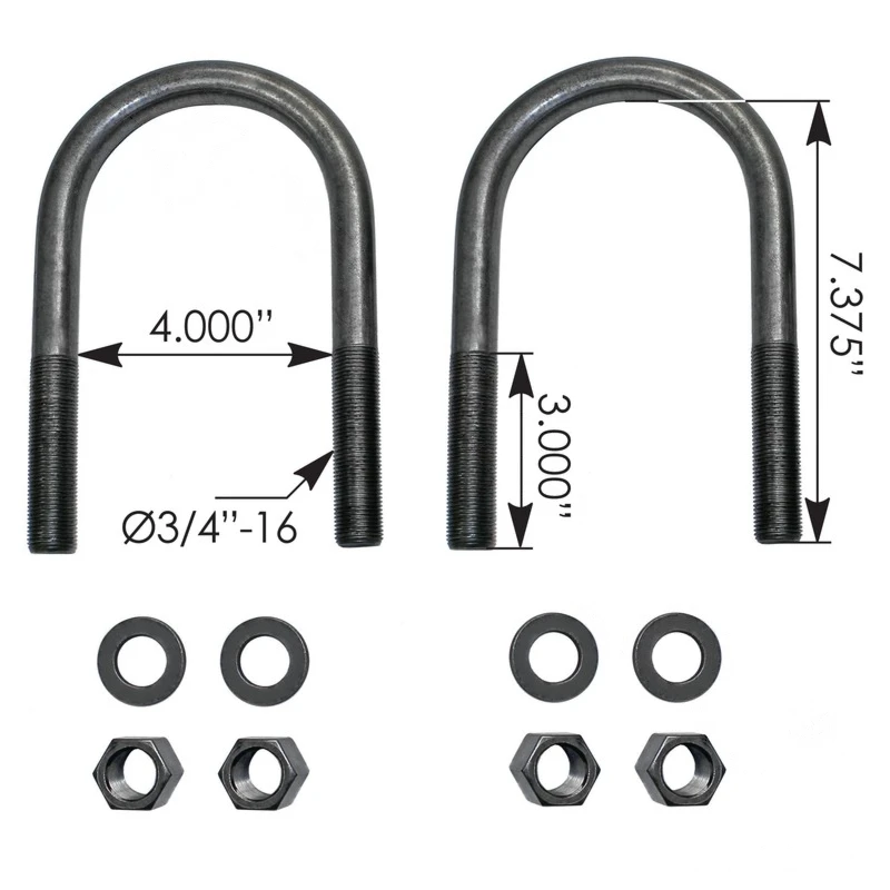Freightliner Volvo U-Bolt Kit 3/4in X 4in X 7-3/8in AutoMann - AUBK8154-073