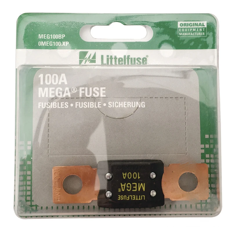 Universal 32V 100A MEGA Bolt-Down Fuse 1pc Card Littelfuse - 0MEG100.XP