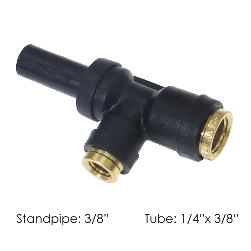 DOT Composite Push-Lock Air Brake Fitting Standpipe Run 1/4in & 3/8in Tube x 3/8in Standpipe Automann - 177.12C5164C