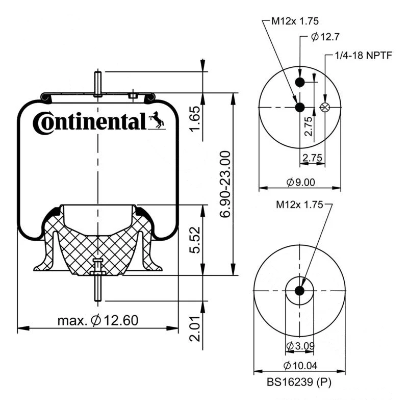 Volvo/Mack Rolling-Lobe Air Spring Plastic Base Continental - 566.CT75561