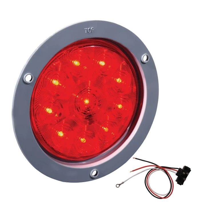 Universal Stop/Tail/Turn Light Kit LED 4in Red Flange Mount 12V Automann - 571.LD404R10-K
