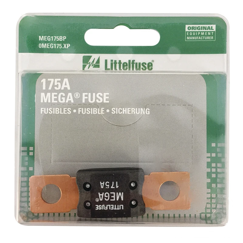 Universal 32V 175A MEGA Bolt-Down Fuse 1pc Card Littelfuse - 0MEG175.XP