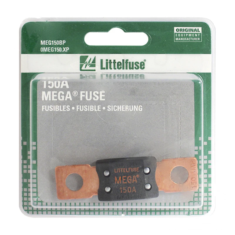 Universal 32V 150A MEGA Bolt-Down Fuse 1pc Card Littelfuse - 0MEG150.XP