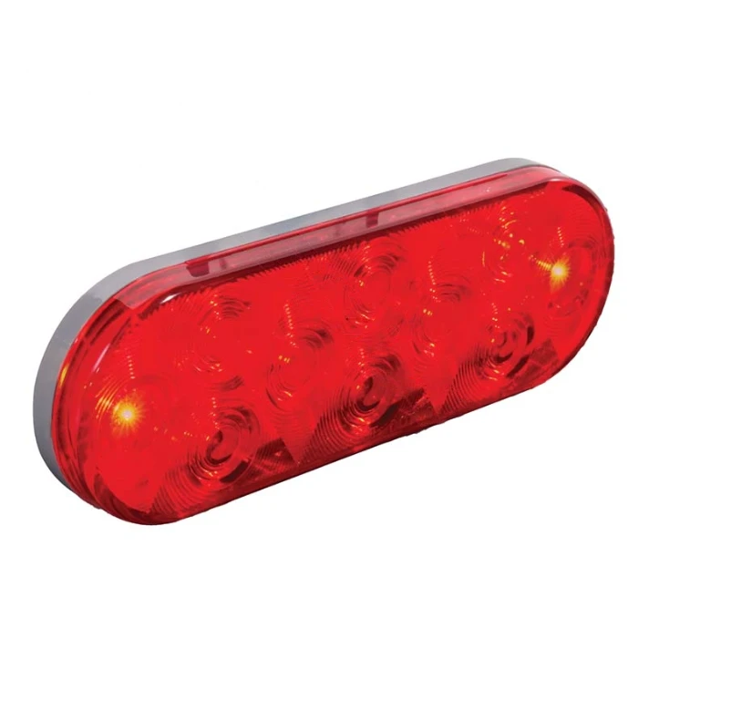Volvo VNL 670 (1996-2019) / Peterbilt 379 Stop/Tail/Turn Light LED 6in Oval Red 10-Diode 12V Automann - 571.LD66R10