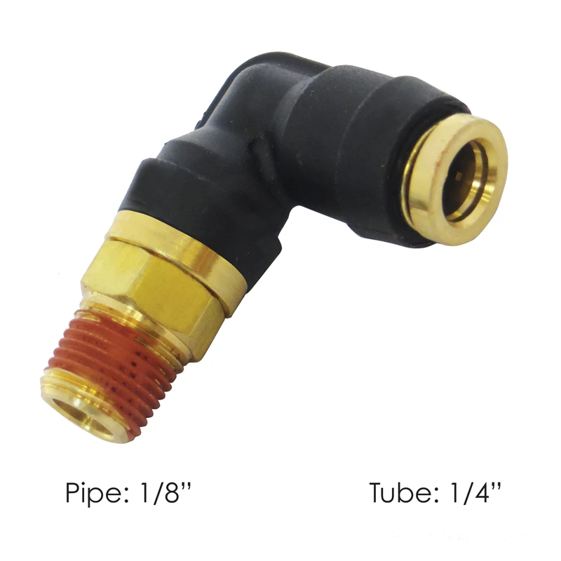 DOT Composite Push-Lock Air Brake Fitting 90° Swivel Male 1/4in Tube x 1/8in NPT Automann - 177.12C694A