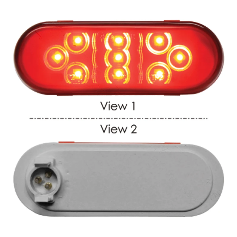Universal LED 6in Oval Stop/Tail/Turn Light Red 3-Pin Male Automann - 571.LD603R9