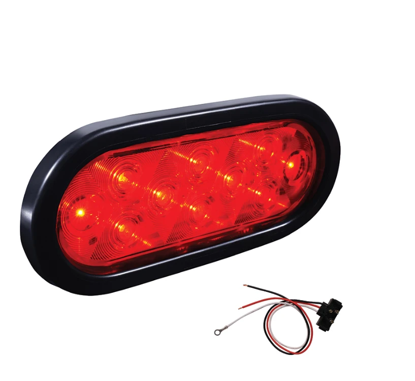 Universal Stop/Tail/Turn Light Kit LED 6in Oval Red 10-Diode 12V Automann - 571.LD60R10-K