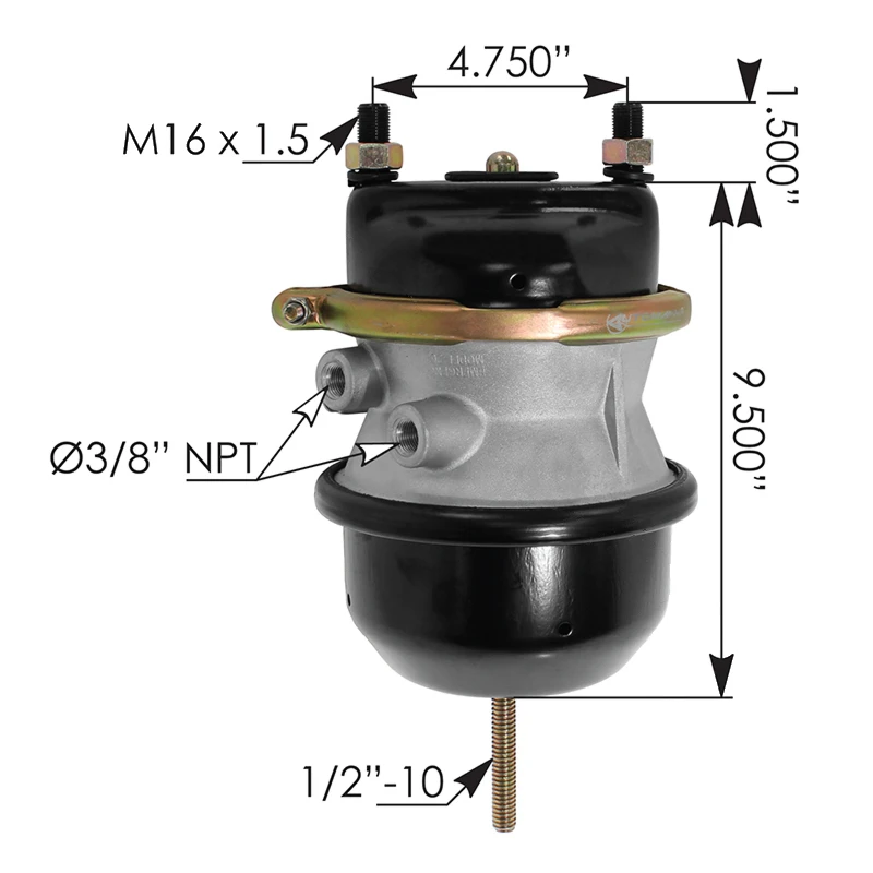 Hendrickson Trailer Spring Brake Type 20/24 Disc Brake 2.5in Stroke RH Automann - 179.SB2024DBHW-R
