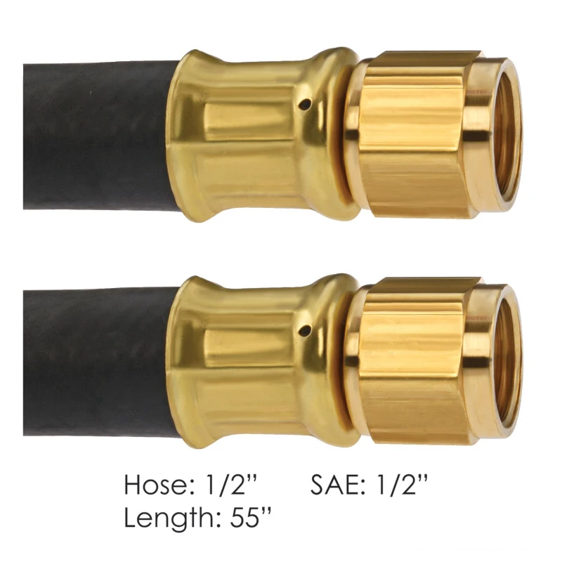 Universal 1/2in ID x 55in Air Brake Hose Assembly, Dual 1/2in SAE Female Swivel Automann - 177.7555