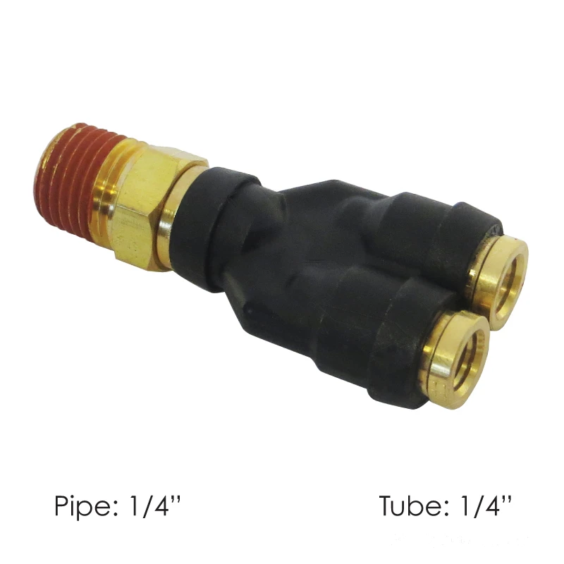 DOT Composite Push-Lock Air Brake Fitting Swivel Male Branch Y 1/4in Tube x 1/4in NPT Automann - 177.12C6144